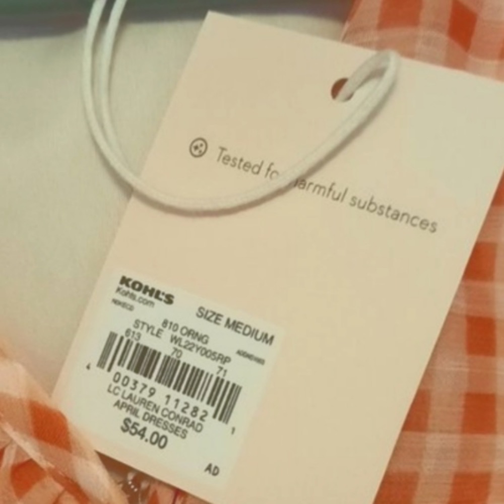 LC Lauren Conrad orange and white checkered dress size medium - Picture 7 of 7